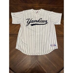 Vintage Majestic New York Yankees Pinstripe Baseball Jersey Mens Large Made USA